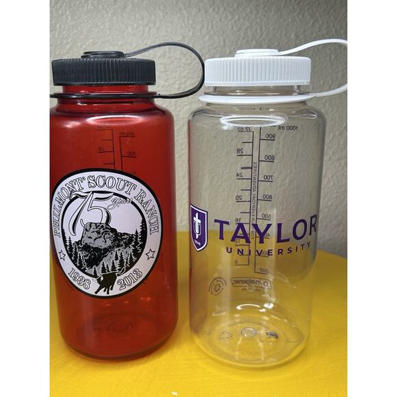 2 Pack Nalgene Wide Mouth 32 oz. Water Bottle Green Ranch Taylor University - Picture 3 of 11